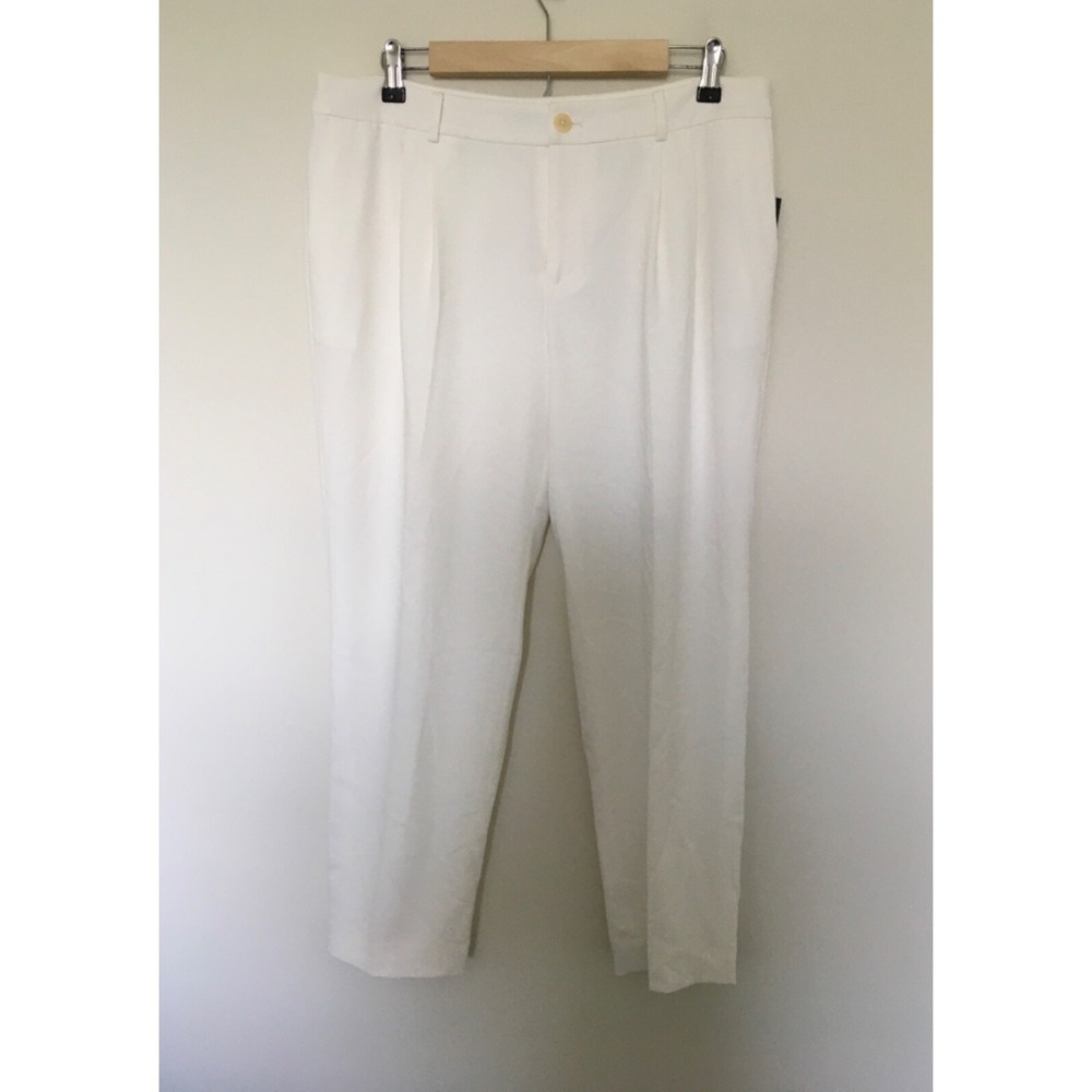 Lauren Ralph Lauren White Dress Pants Womens Sz 12P Petite Lined Pleated Front